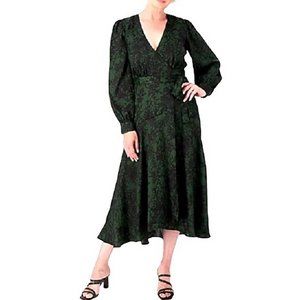 Susan Graver Occasions Printed Woven Jacquard Wrap Dress SMALL PETITE (9998)